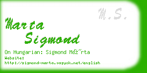 marta sigmond business card